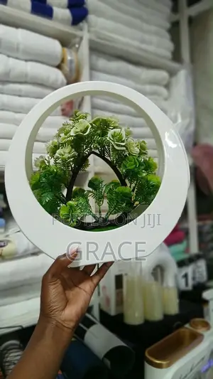 Elegant Decorative Ring Vase With Artificial Bonsai