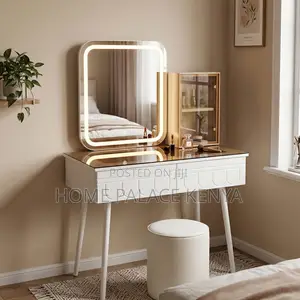 Bedroom Vanity Set; Square Mirror LED Vanity Set
