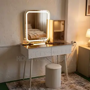 Bedroom Vanity Set; Square Mirror LED Vanity Set