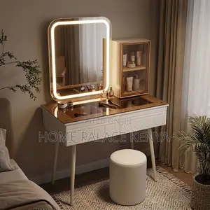 Bedroom Vanity Set; Square Mirror LED Vanity Set