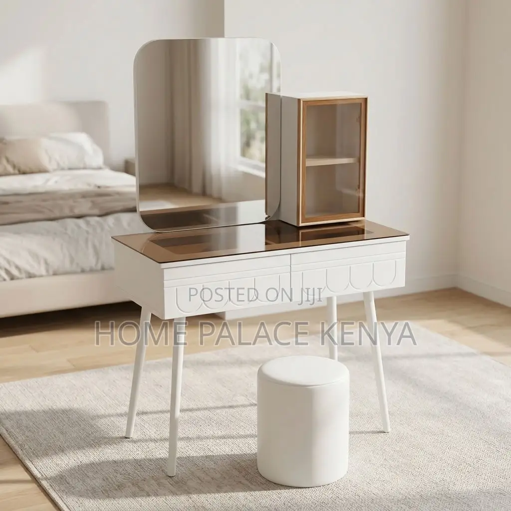 Bedroom Vanity Set; Square Mirror LED Vanity Set