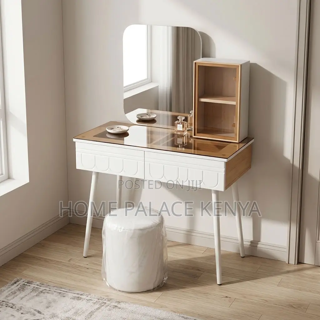 Bedroom Vanity Set; Square Mirror LED Vanity Set