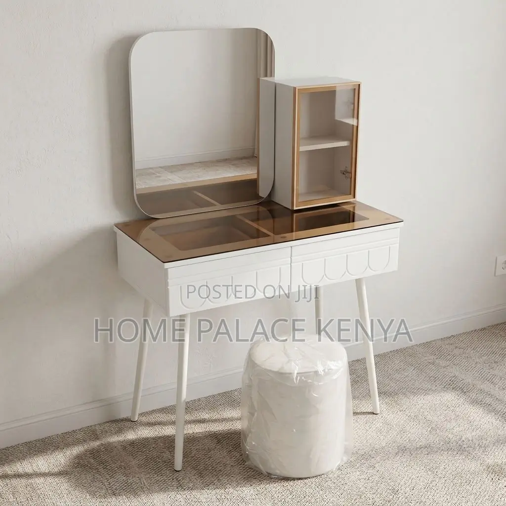 Bedroom Vanity Set; Square Mirror LED Vanity Set