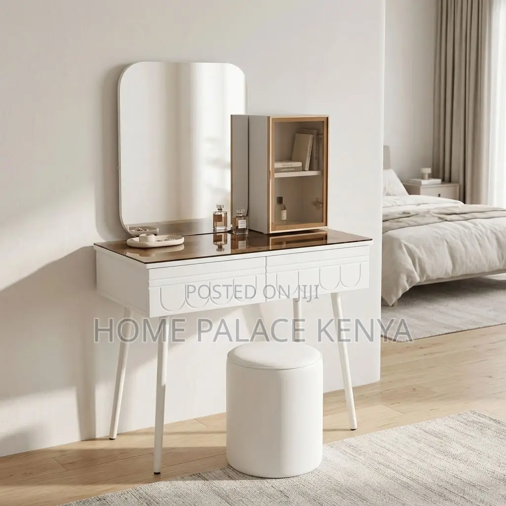 Bedroom Vanity Set; Square Mirror LED Vanity Set