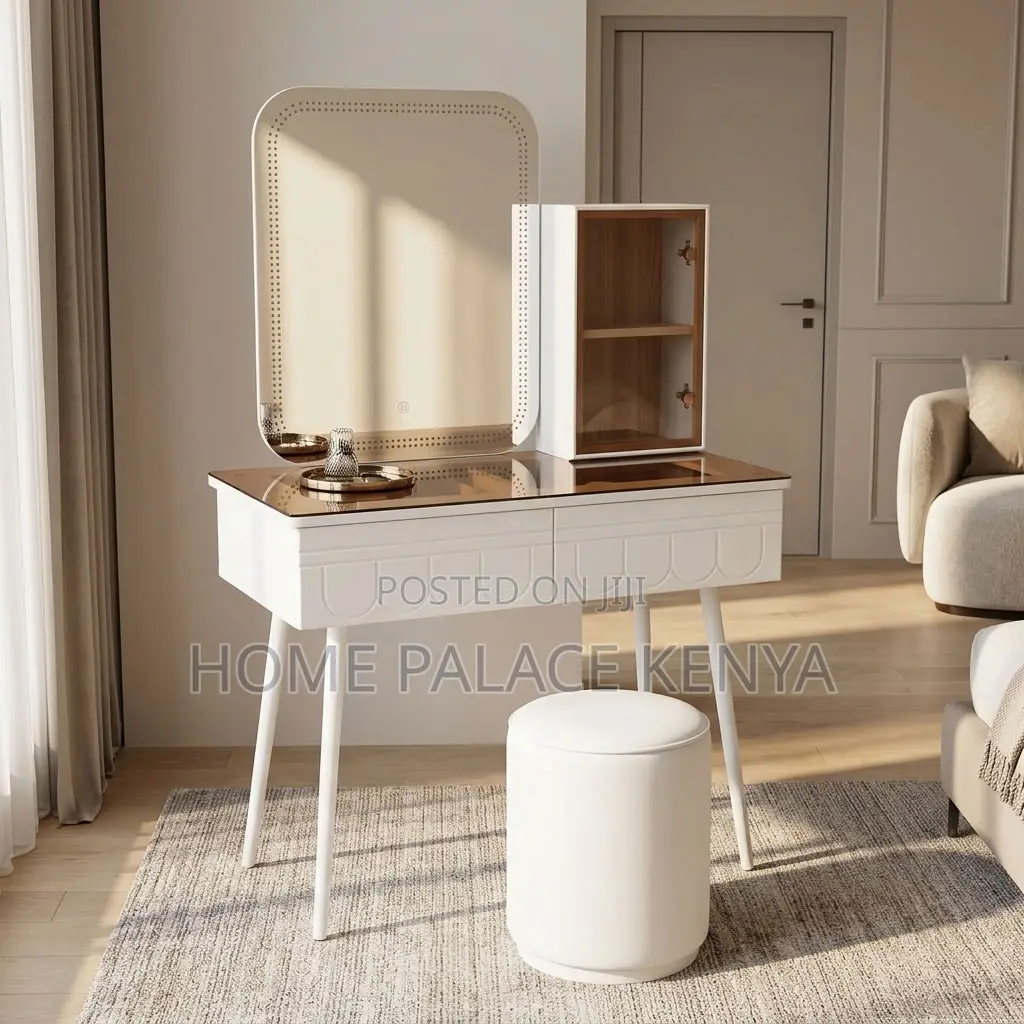 Bedroom Vanity Set; Square Mirror LED Vanity Set