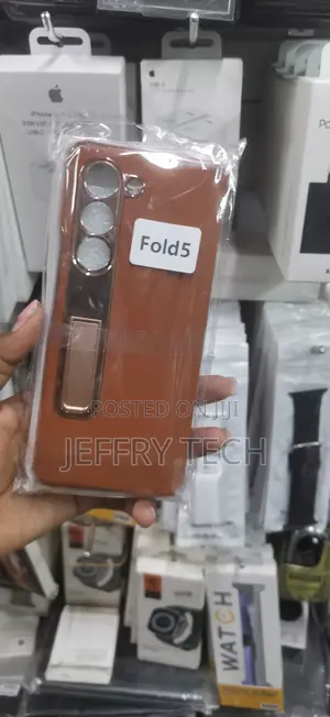 Brown Leather-Style Phone Case With a Built-in for Galaxy Z Fold 5