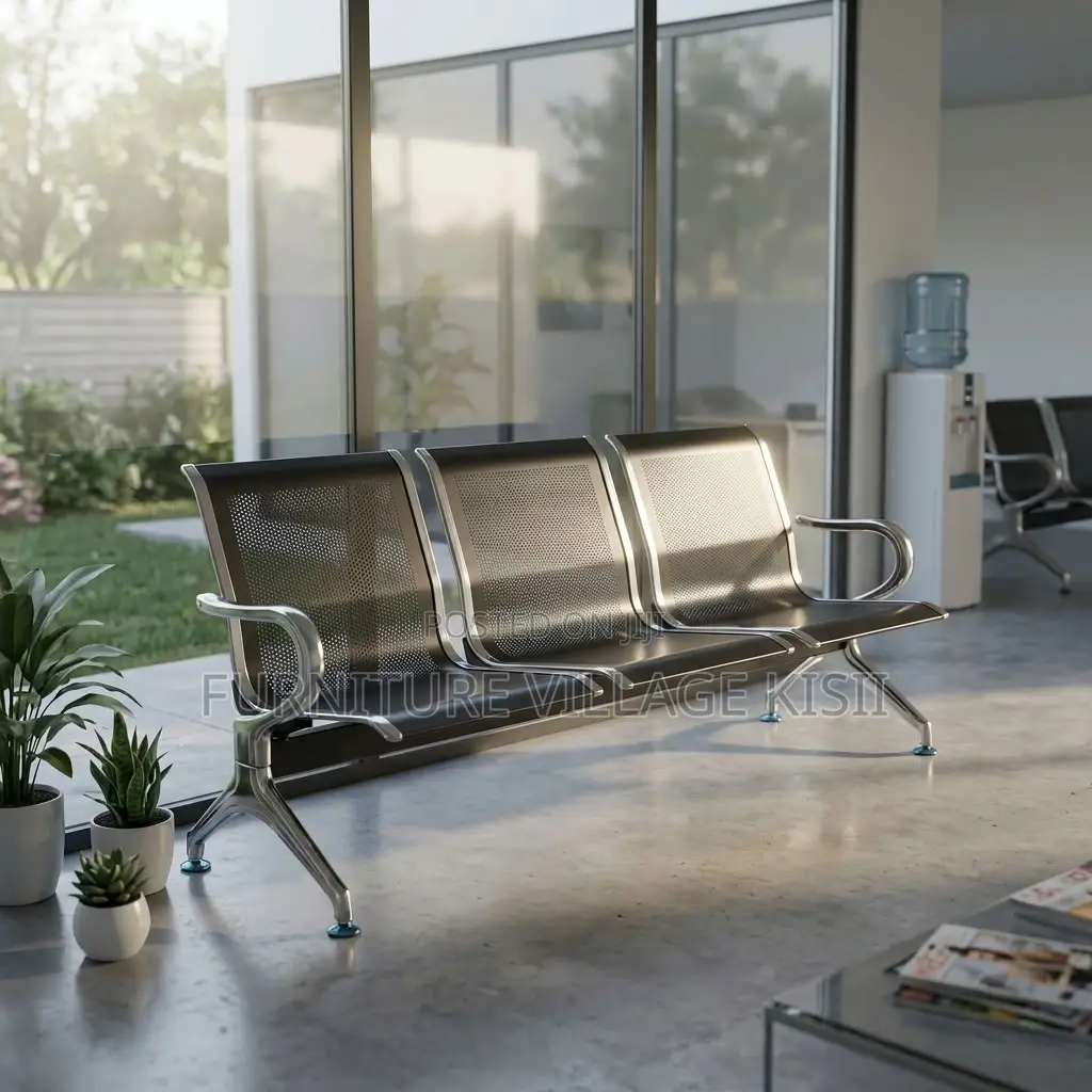 3-Person Metallic Reception Bench