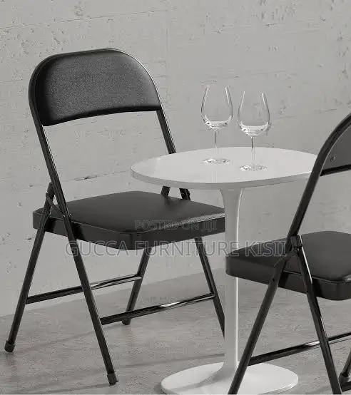 Portable Minimalist Foldable Black PU Study Chair