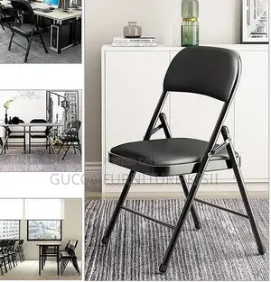 Portable Minimalist Foldable Black PU Study Chair