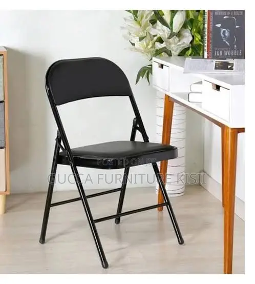 Portable Minimalist Foldable Black PU Study Chair