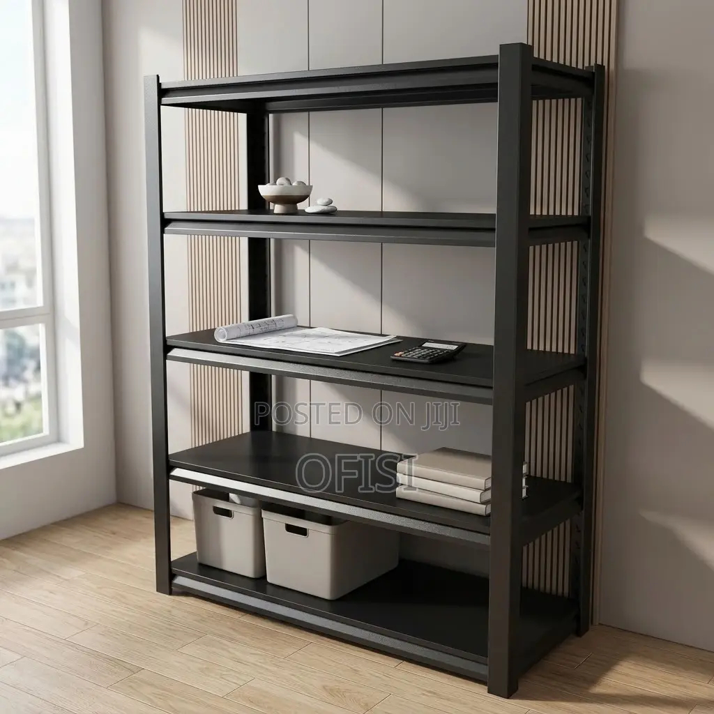 Shielving Rack; Adjustable 5-Tier Metal Shelving Rack