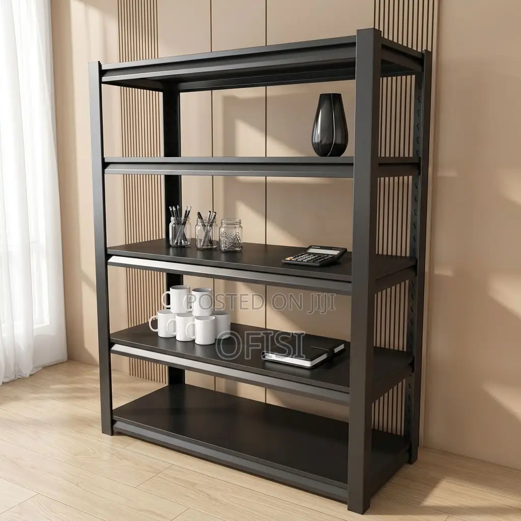 Shielving Rack; Adjustable 5-Tier Metal Shelving Rack