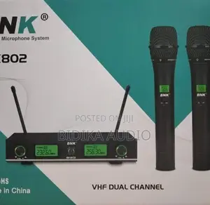 Microphone. BNK BK-802 Dual Channel VHF Wireless Microphone System.