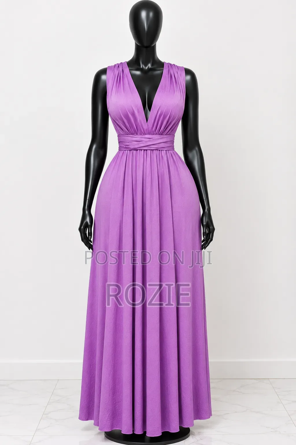 Purple Open Back Maxi Evening Dress Free Size