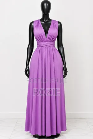 Purple Open Back Maxi Evening Dress Free Size