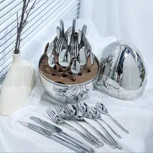 24pc Cutlery Set With Silver Egg Casing