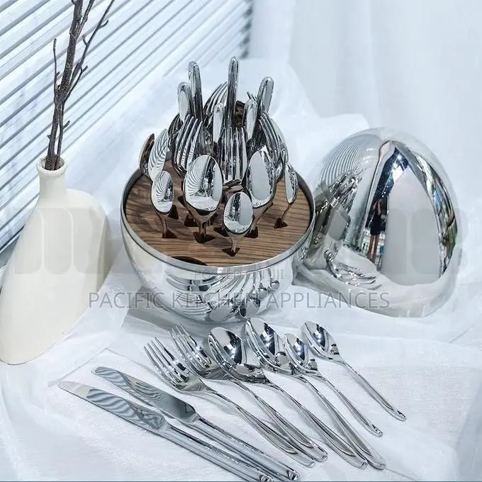 24pc Cutlery Set With Silver Egg Casing