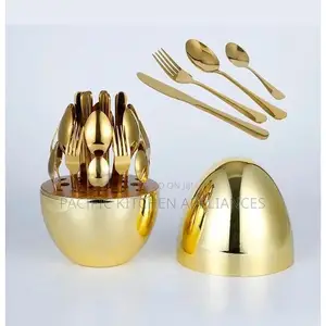 Redberry 24pcs Executive Goldish Egg Shaped Cutlery Set