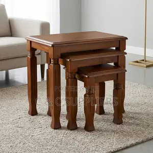 Three-Piece Wooden Side Stool Set