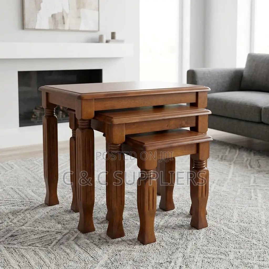 Three-Piece Wooden Side Stool Set