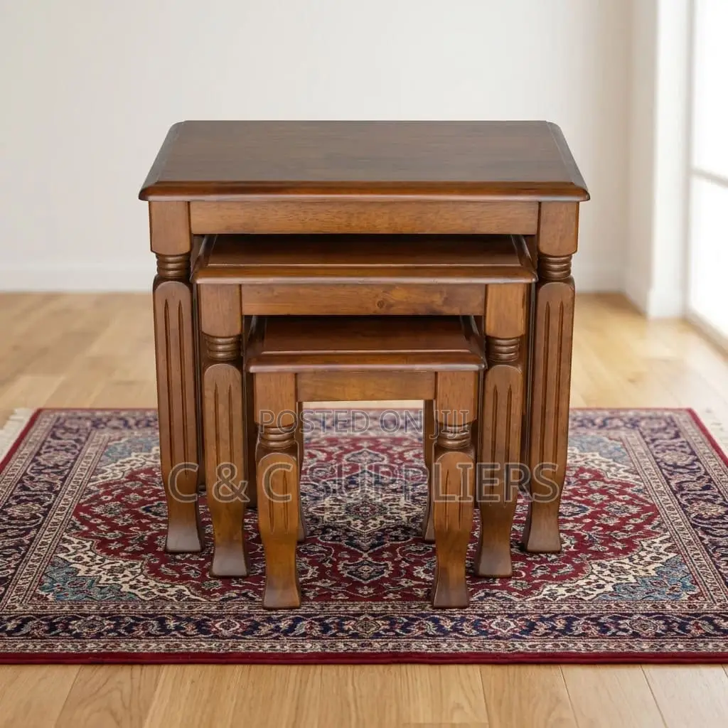 Three-Piece Wooden Side Stool Set