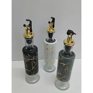 Marble Glass Oil and Vinegar BottleElegant Kitchen Condiment Dispenser