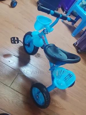 Blue Kids Tricycle With Basket and Comfortable Seat