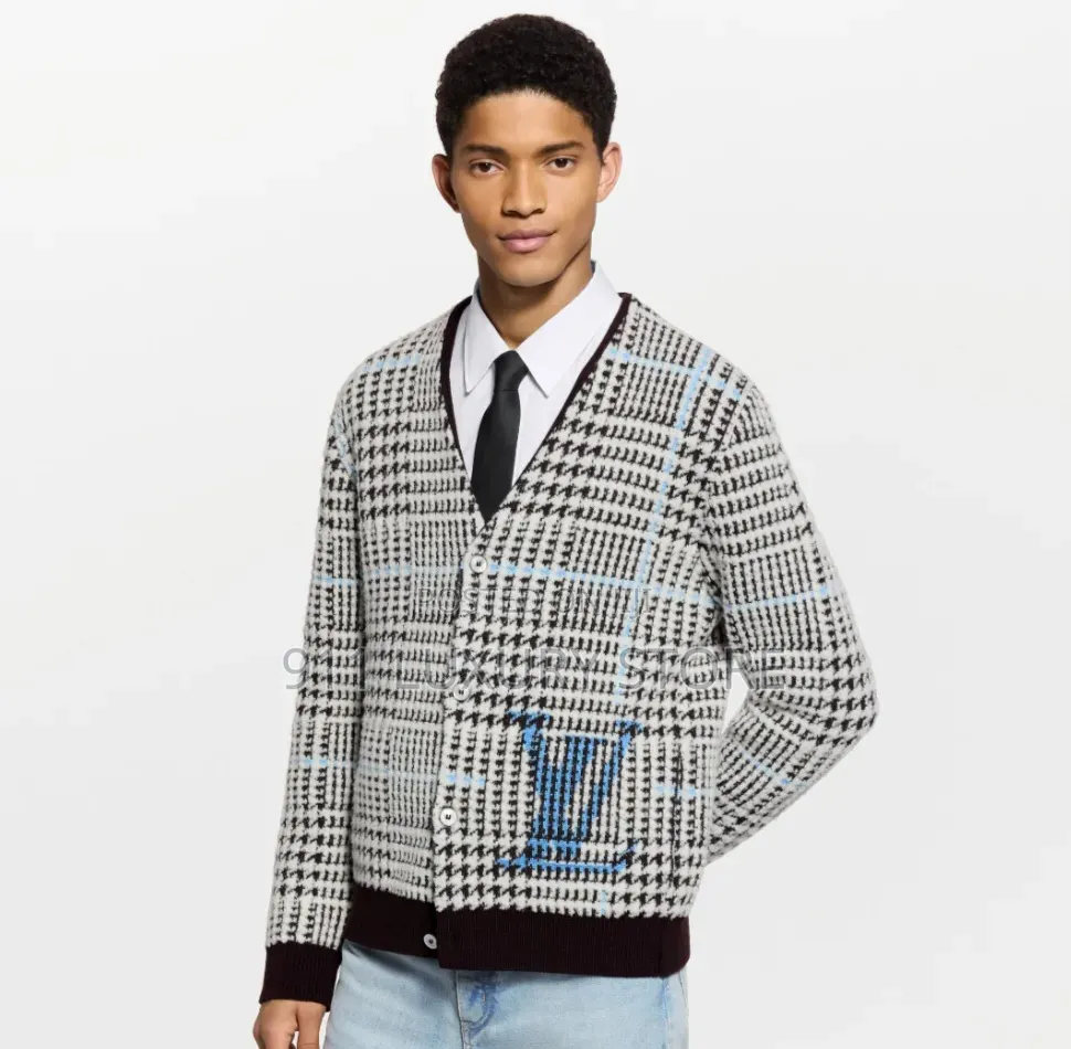 Louis Vuitton Textured Plaid Cardigan