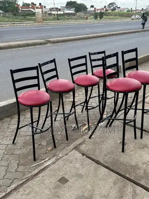 Red Leather High Bar Sinatabu Stools