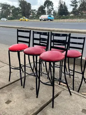 Red Leather High Bar Sinatabu Stools