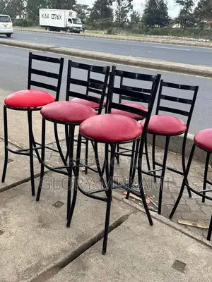 Red Leather High Bar Sinatabu Stools