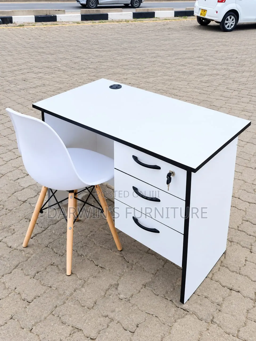 White Office Table and Eames Chair