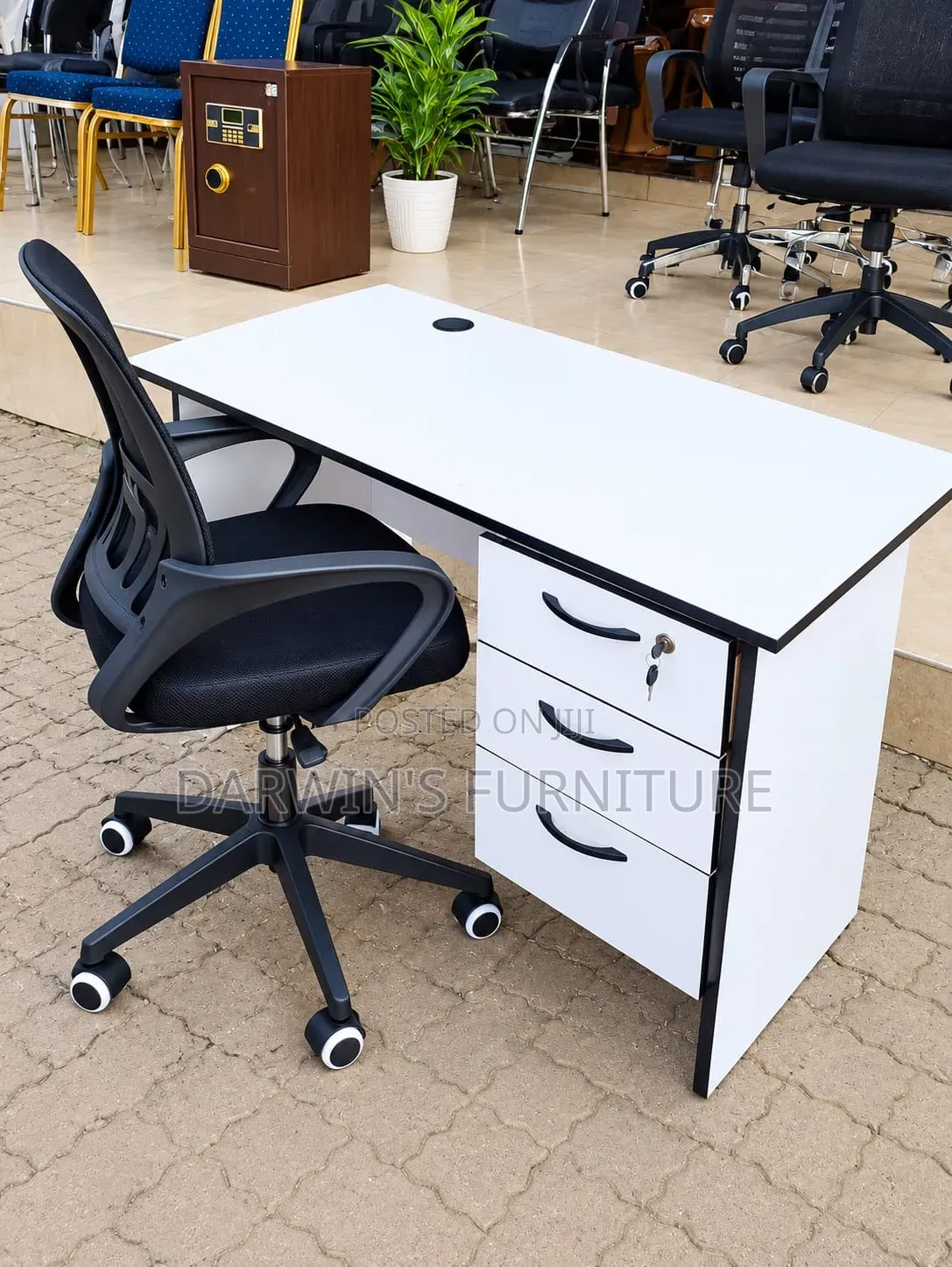 White Table and Black Office Sets
