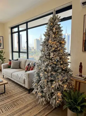 Hinged, Full-Bodied Snow Flocked With Inbuilt Lights Christmas Tree