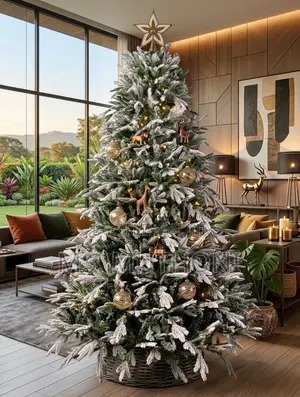  Premium Dark Green Pine Snow-Flocked PVC Tree 