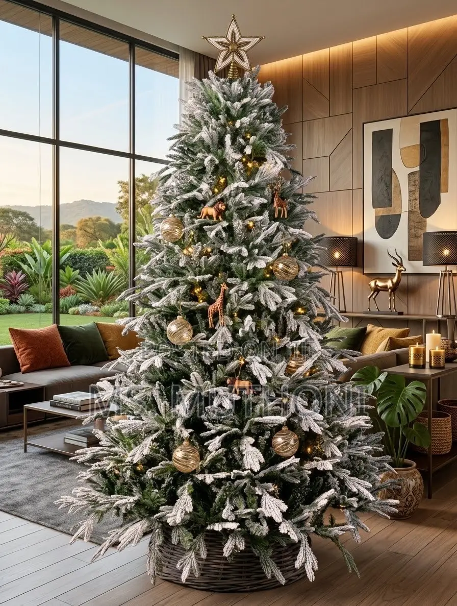  Premium Dark Green Pine Snow-Flocked PVC Tree 