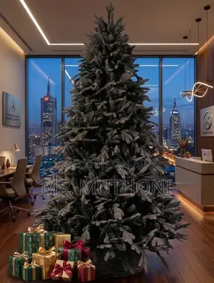  Luxury Snow-Flocked Dark Green Pine PVC Tree 