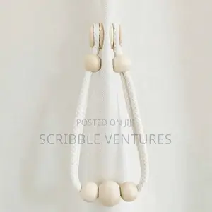 Magnetic Curtain Tiebacks With Wooden Beads