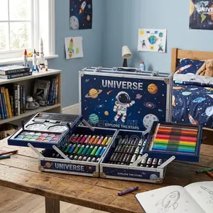 145-Piece Space-Themed Aluminum Art and Craft Drawing Set