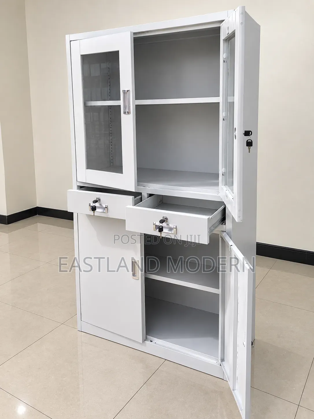 White Metal Office Storage Cabinet