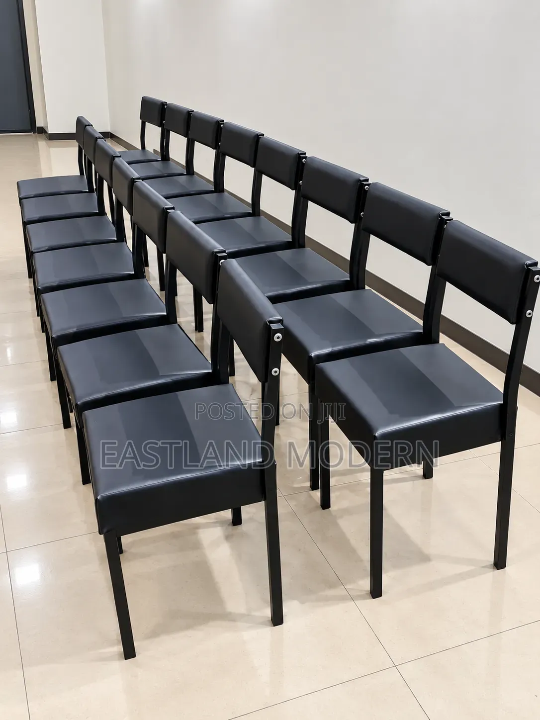 Black Leather Visitor Chairs With Strong Metal Frames