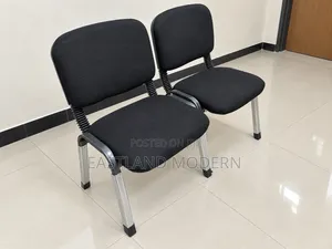 Black Fabric Visitor Chair With Metal Legs for Office and Waiting Room