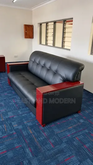 Black Leather Office Sofa