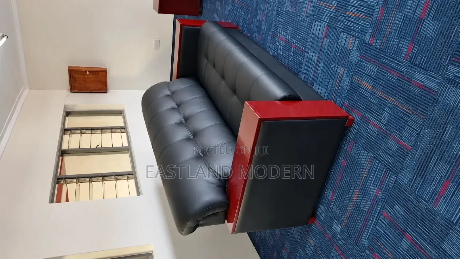 Black Leather Office Sofa