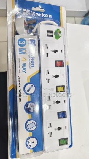 Marken 3M Cable 4 Way Universal Power Strip Extension Socket -2 USB