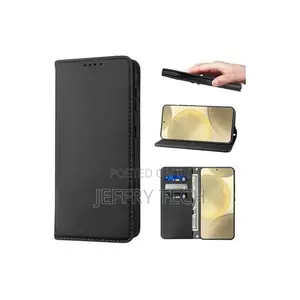 Itel S23+ Black Executive Retro Leather Wallet Case – Premium PU Leath