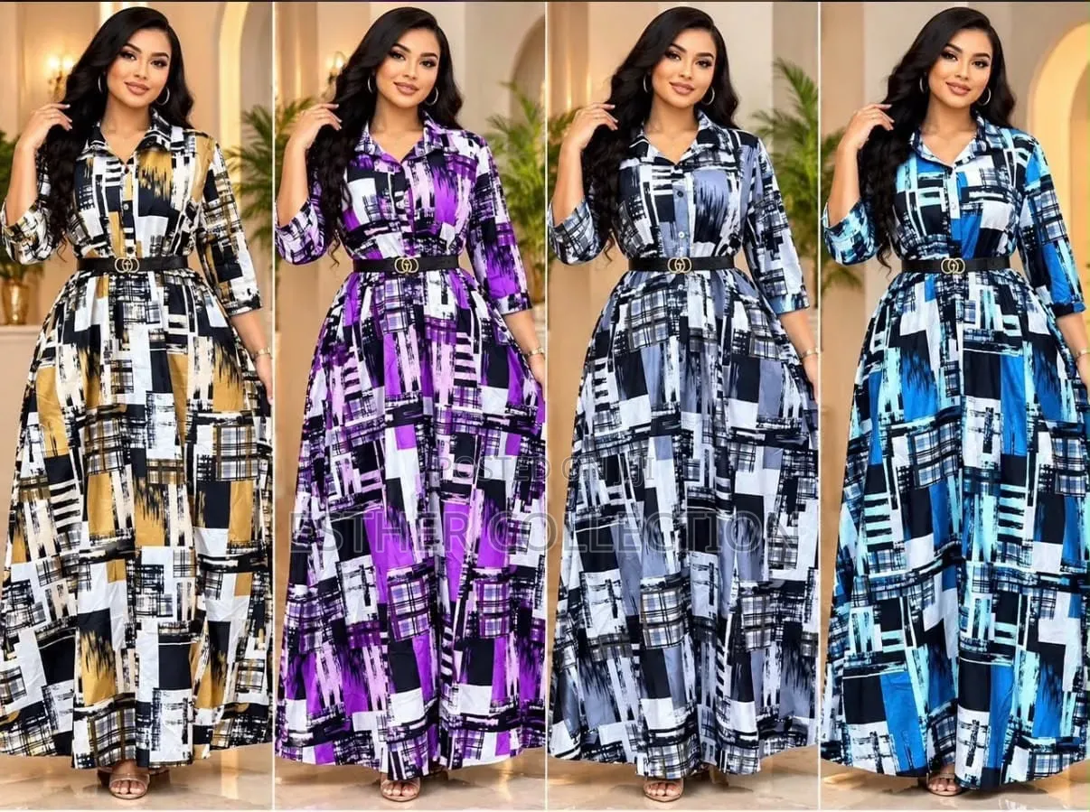 Abstract Geometric Maxi Shirt Dresses