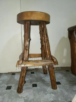 Rustic Natural Wood Long Bar Stools