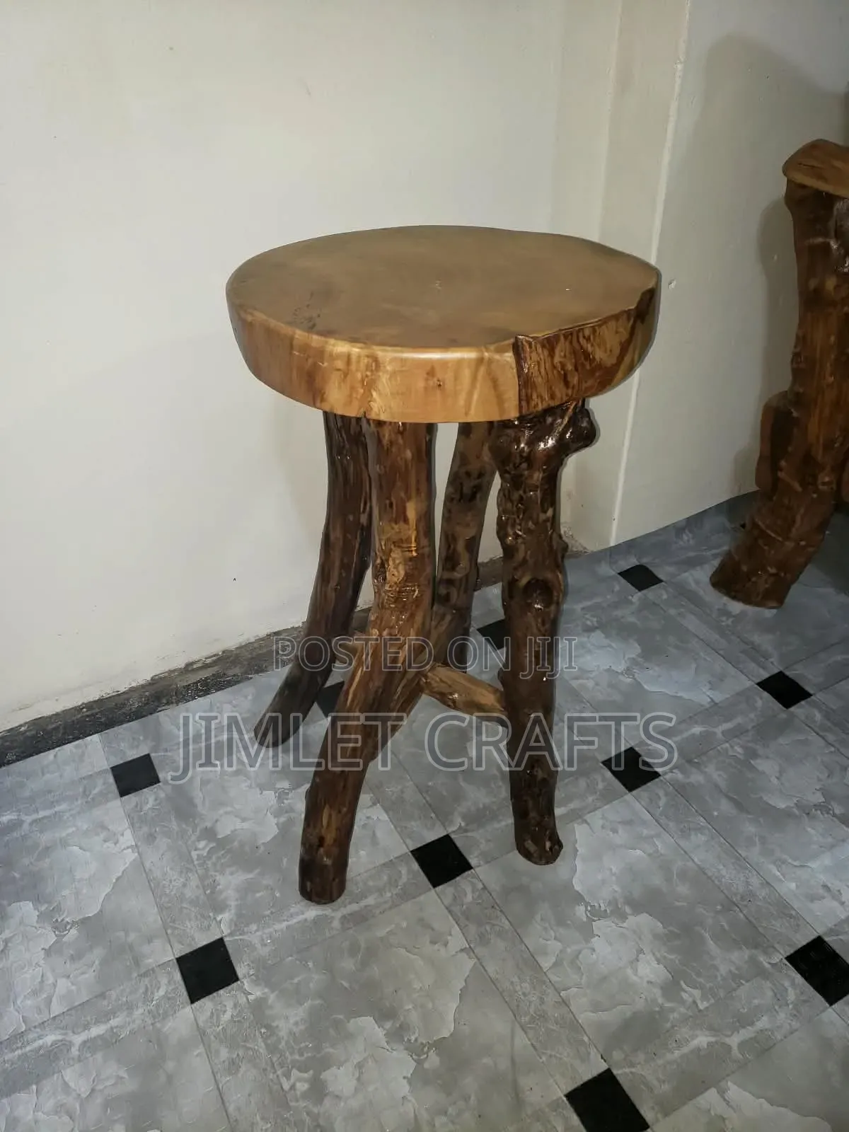 Rustic Natural Wood Long Bar Stools