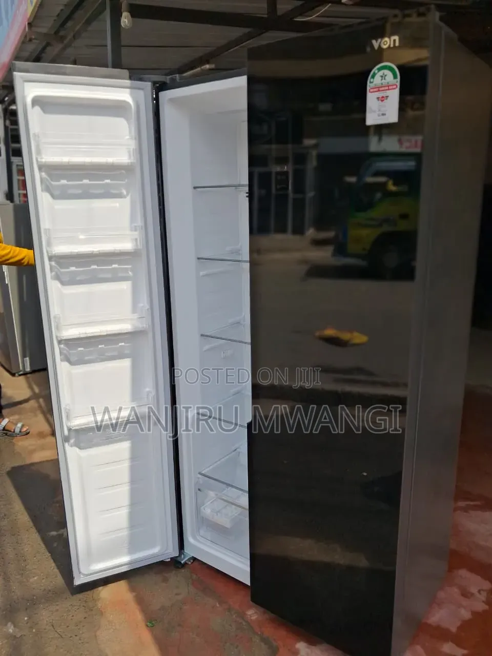 Von Mirrored Side by Side Refrigerator